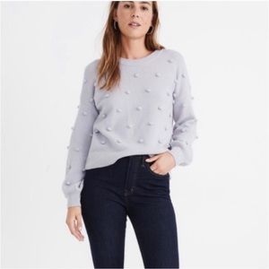 Madewell Brockton Bobble Lilac Polka Dot Sweater Medium Wool Blend